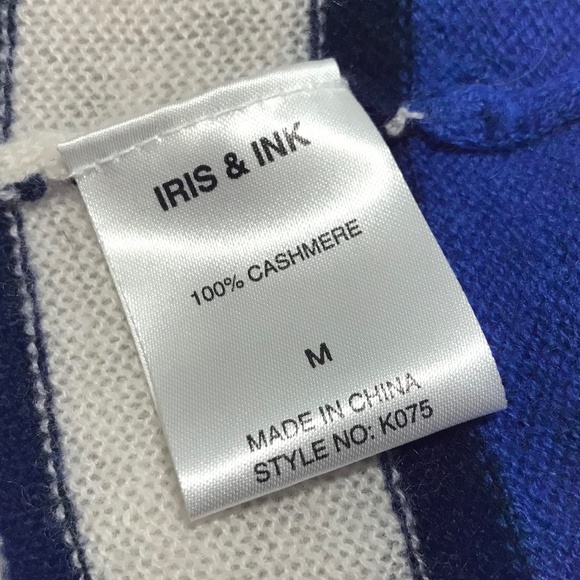 Iris & Ink 100% Cashmere striped oversized pullover sweater - Picture 11 of 15